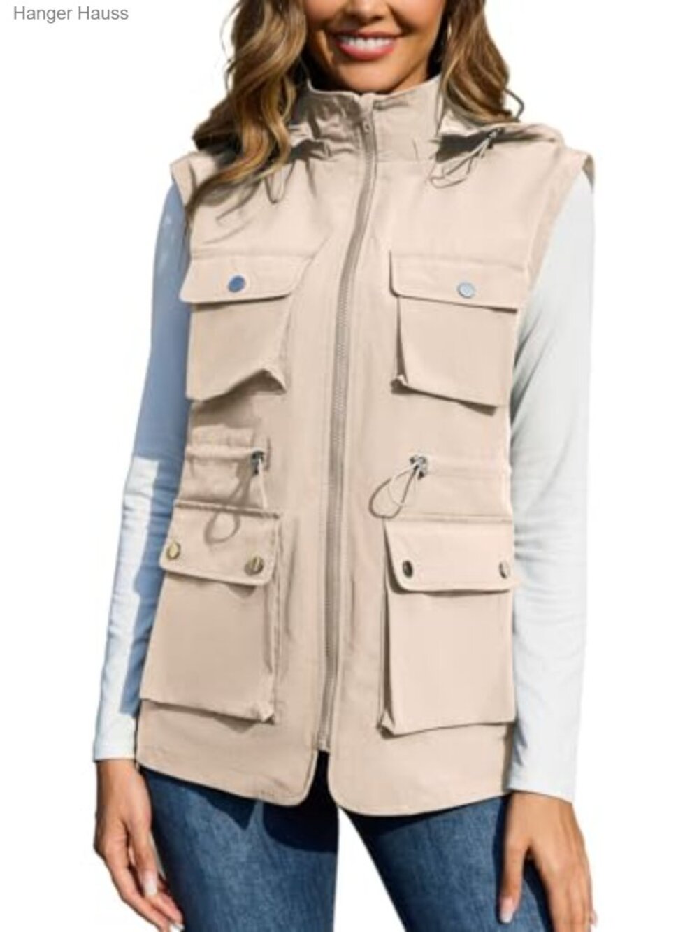 Women's Military Utility Vest Waterproof Windbreaker Packable Cargo Vest